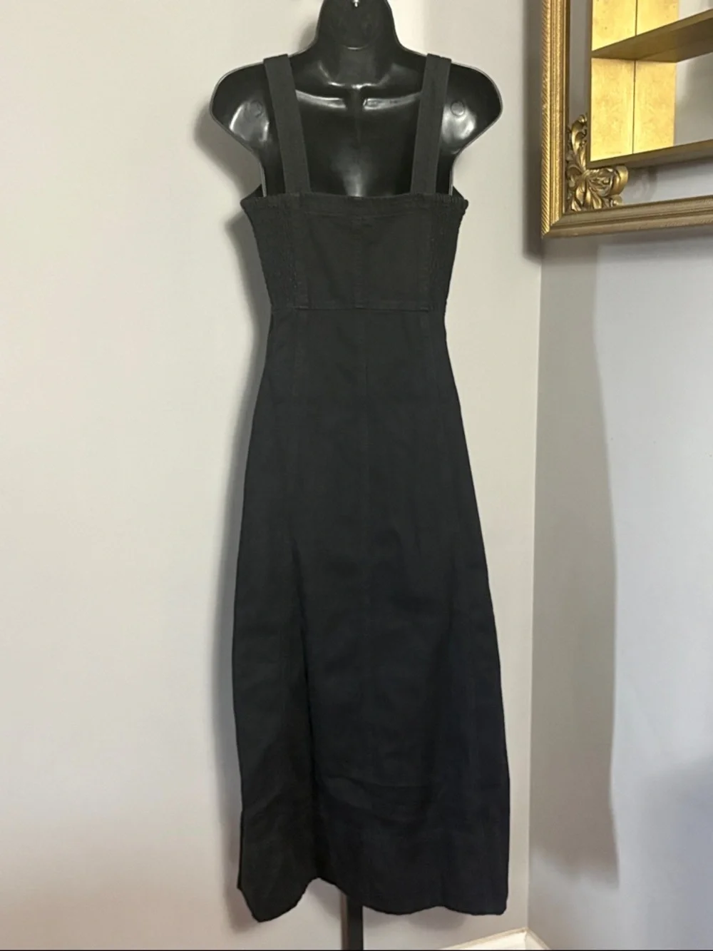 NEW GAP Small Petite SP UltraSoft Denim Zip Front Maxi Dress Black Wash NWT - Picture 3 of 7